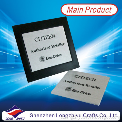 Etching and Paint Filling Custom Aluminum Metal Plate Brushed Lacquer Plaque (LZY600004)